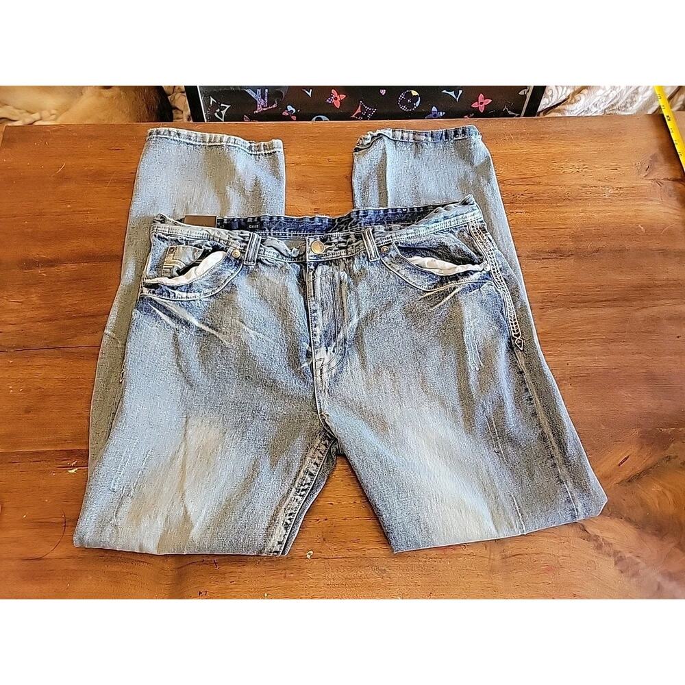 GS115 Melrose Slim Fit Mens Size 40 Blue Jeans Straight Embellished